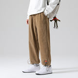 Mens Corduroy Pants Hong Kong Style Pants Men's Autumn Loose Sports Casual Pants