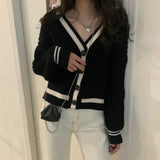 Preppy Aesthetic Sweater Knitted Coat Women's Spring Autumn Vintage Sweater