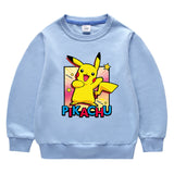 Children Pokemon Pikachu Hoodie Solid Color Cotton Sweater Neutral