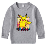 Children Pokemon Pikachu Hoodie Cotton Crew Neck T-shirt