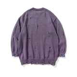 Mens Fall Outfits Dark Retro High Street Letter Graffiti Ripped Sweater Men's Pullover Sweater Top