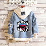Comic Denim Jacket Men and Women Fashion Hooded Denim Jacket Spring and Autumn