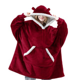 Hoodies Blankets Flannel Hoodie Blanket with Ears Home Warm