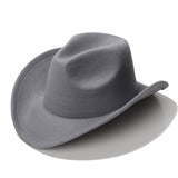 Cowgirl Hats Autumn and Winter Black Woolen Jazz Top Hat Male Ladies' National Style Felt Cap Broad-Brimmed Hat