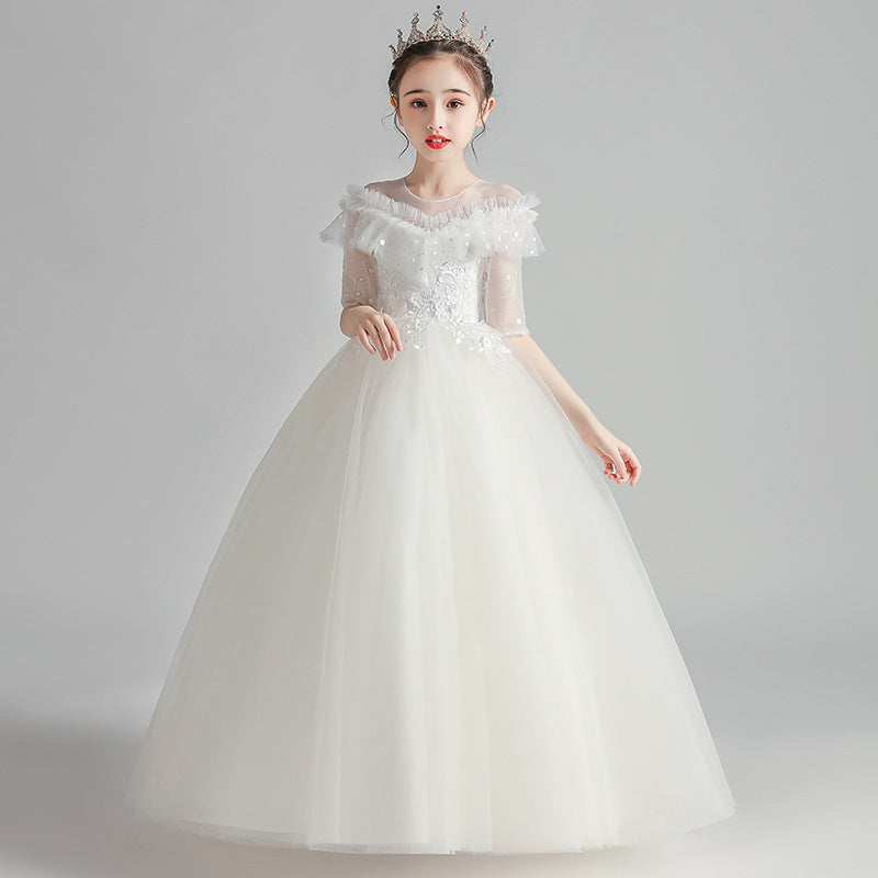 Princess Charlotte Flower Girl Dress Birthday Princess Wedding Costume for Piano Performance Dress