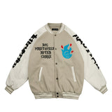 Brown Varsity Jacket Baseball Uniform Men's and Women's Autumn Retro Color Contrast Patchwork Jacket Jacket