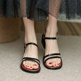 Nude Block Heel Peep Toe Sandals Roman Women's Shoes