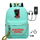 Stranger Things Hellfire Club Backpack Stranger Things Printed USB Backpack Student School Bag