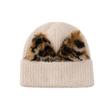 Women Winter Hats Winter Women's Wool Hat Solid Color Plush Ears Knitted Hat