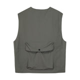 Men Sweater Vest Mechanical Style Multi-Pocket Workwear Vest Coat Men's Loose Sleeveless Vest Vest