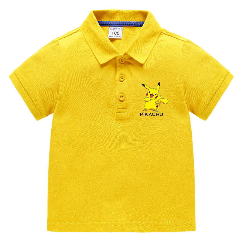 Children Pokemon Pikachu T Shirt Polo Cotton T-shirt