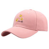 Smiley Face Cap Hat New Spring/Summer Korean Smiley Embroidered Sun Protection Baseball Cap Cute Hat Sun Hat for Male and Female Students