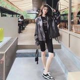 Cute Leather Jacket Loose Retro Casual Pu Short Motorcycle Clothing Jacket Coat