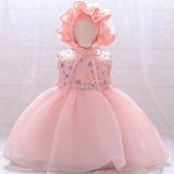 Summer Rompers Sequins Puffy Gauze Princess Dress with Hat