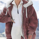 Women Winter Coats Autumn and Winter Loose Plush Zipper Hooded Jacket for Women