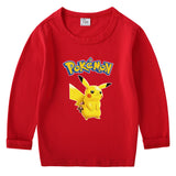 Children Pokemon Pikachu Hoodie Spring and Autumn Pikachu Bottoming Shirt Boys and Girls T-shirt