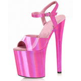 Hot Pink Heels Pink Solid Color High Heel Transparent Sandals Fish Mouth