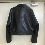 Women PU Leather Jacket Biker Motorcycle Coat Autumn Short PU Leather Coat for Women Loose Leather Jacket