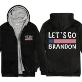 Let's Go Brandon Hoodie English Letters Fashion Velvet Padded Thick Hooded Zipper Top