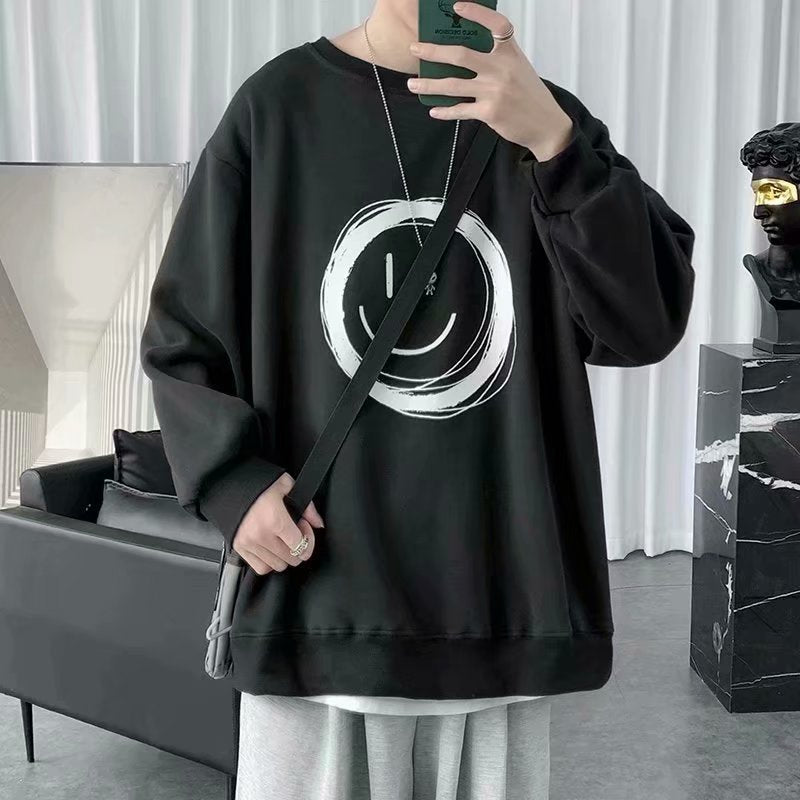 Men Sweatshirts round Neck Sweater Men Loose Print T-shirt Men