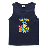 Children Pokemon Pikachu T Shirt Casual Sports Sweat-Absorbent Vest