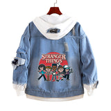 Stranger Things Hellfire Club Coat Denim Hooded Sweatshirt Stranger Things Fake Two Pieces Loose Denim Jacket