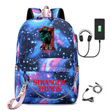 Stranger Things Hellfire Club Backpack Stranger Things Printed USB Backpack Student School Bag