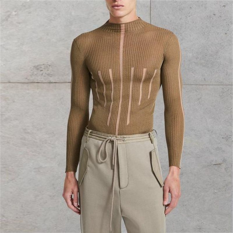 Rave Outfits Men Long Sleeve Shirt Slim Fit Long Sleeve Men's T-shirt Casual Top