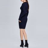 Women Spring Dress Knitted Dress Long Sleeve Zipper Tight Woolen Skirt Women