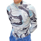 Rave Outfits Mens Long Sleeve Shirt Sexy Slim Bottoming Shirt Men's Long-Sleeved Shirt Fashion