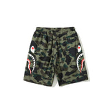 Shark Print Shorts Men's Side Double Shark Head Windbreaker Cloth Shorts Elastic Waist Fifth Pants Middle Pants Casual Shorts