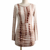 Women Fall Outfits Autumn Two-Color Slim-Fit Stretch Hollow Backless Sexy Pleated Tie-Dye Dress
