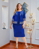 Nina Parker Black Dress plus Size Temperament Elegant Fake Two-Piece Dress