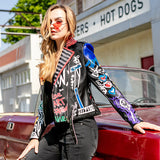 Punk Rock Jacket Pu Jacket Motorcycle Clothing Leather Coat for Women