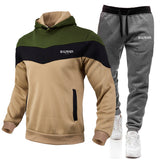 Balmain Hoodie & Sweatpant 2 Piece Set Men's Casual Patchwork Sweatshirt Hoodie Trousers Sports Suit Autumn and Winter