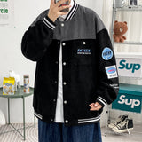 Corduroy Varsity Jacket Same Earrings for Couple Corduroy Slim Fit Baseball Uniform Jacket Coat