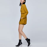 Women Spring Dress Spring and Autumn Socialite Turn-down Collar Coat Yellow Suit Coat Dress