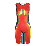 Nina Parker Graffiti Dress Summer Sexy Vest Hip Skirt Personalized Graffiti Dress