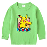 Children Pokemon Pikachu Hoodie Cotton Crew Neck T-shirt