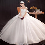 Women'S Evening Dress Ball Gown Princess Quinceanera Wedding Dresses Off Shoulder White Wedding Dress Sweet Princess Tulle Tutu Dress
