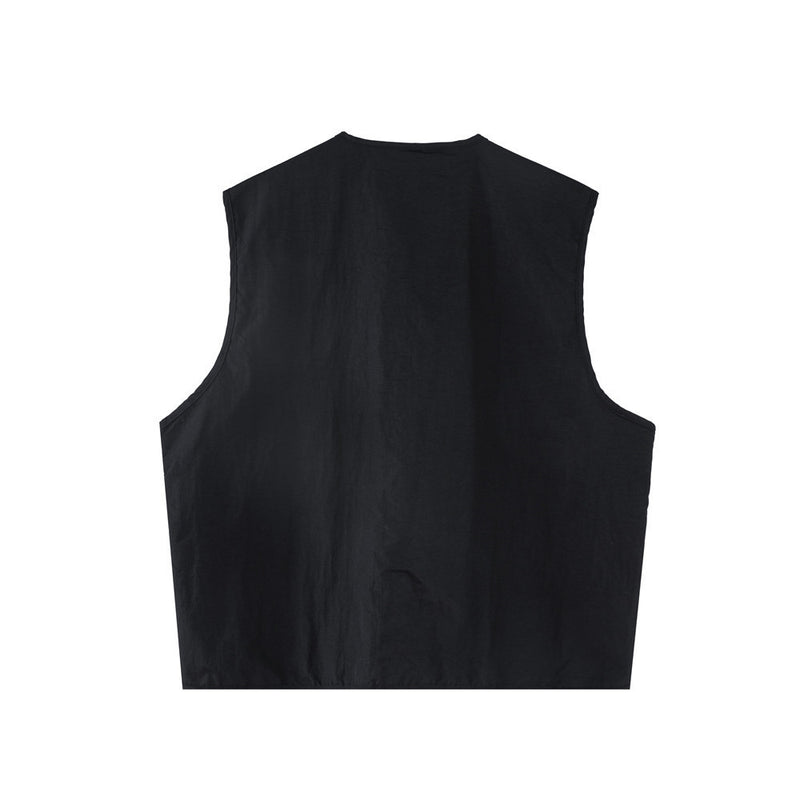 Men Sweater Vest Strap Multi-Pocket Workwear Casual Vest Men's Dark Sleeveless Jacket Jacket