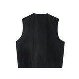 Men Sweater Vest Strap Multi-Pocket Workwear Casual Vest Men's Dark Sleeveless Jacket Jacket