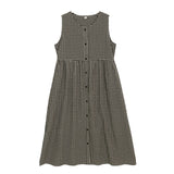 Gingham Dress Women's Small Plaid Sleeveless Dress Women's Mid-Length Loose Waist Dress