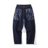Mens Fall Outfits Vintage Corduroy Tappered Work Clothes Pants Straight-Leg Wide-Leg Pants Men