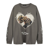 Mens Fall Outfits High Street Personality Portrait Printing Casual Long Sleeve T-shirt Loose Couple Base Top