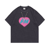 Men T-Shirt Summer Printed Necklace round Neck T-shirt Casual
