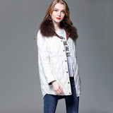 Women Winter Coats Puffer Jacket Down Coat Autumn and Winter Fox Fur Lightweight Down Jacket Mid-Length Coat