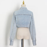 Brown Cropped Varsity Jacket Short Jacket Denim Jacket