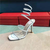 Nude Block Heel Peep Toe Stiletto Sandals