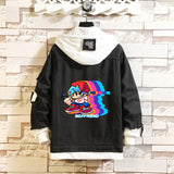 Comic Denim Jacket Man and Woman Cartoon Patterned Denim Jacket